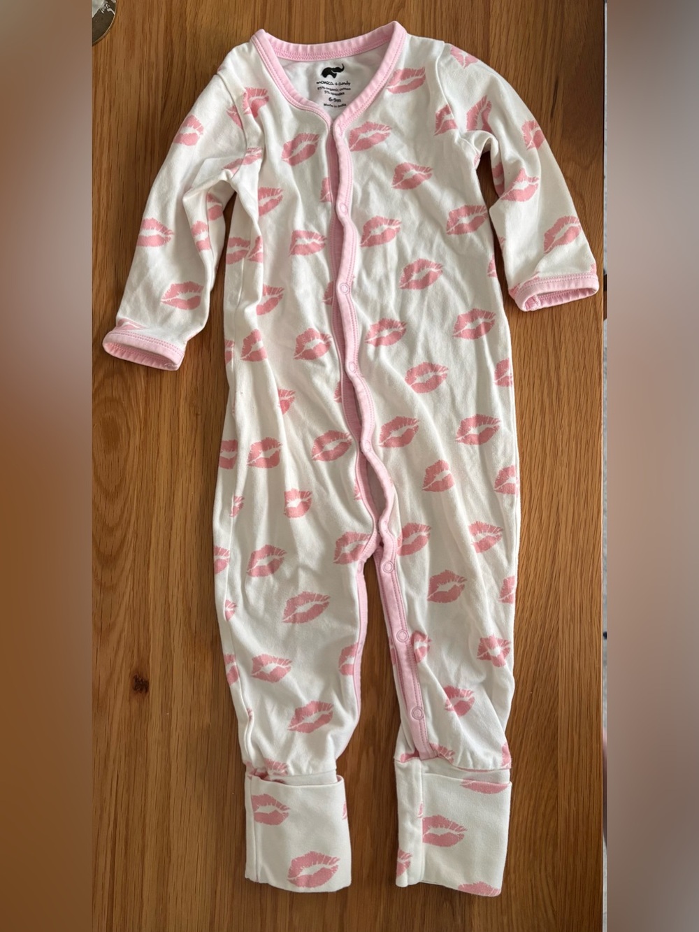 White and Pink Kiss-Print One-Piece Sleeper